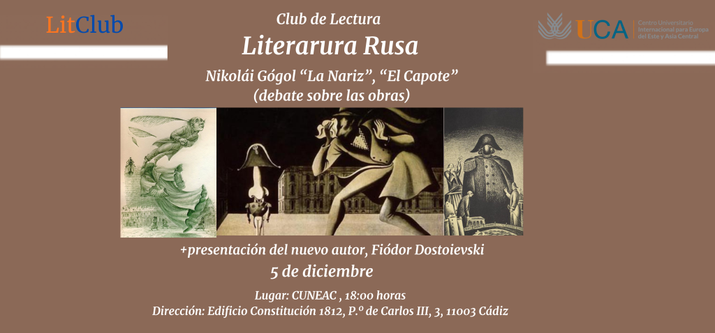 Tertulia literaria sobre “La nariz” y “El capote” de Nikolái Gógol